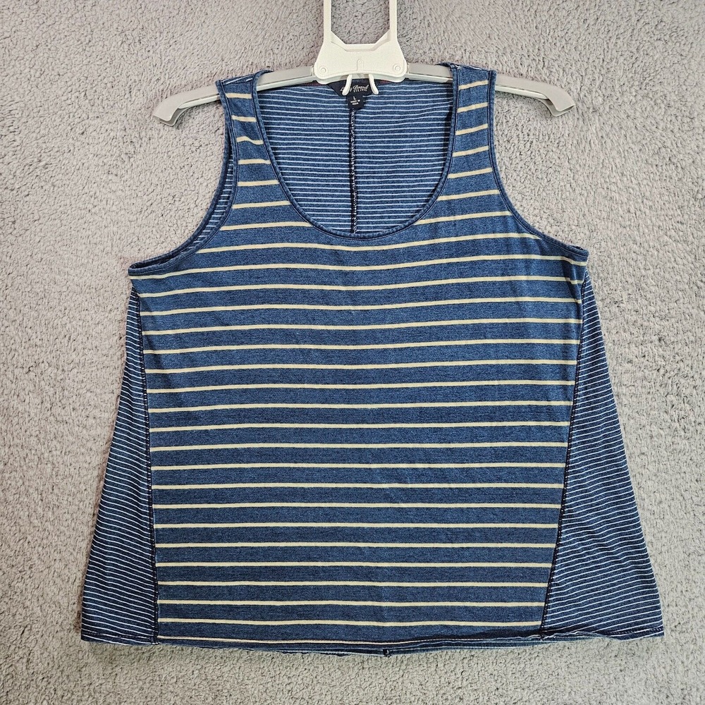 Lucky Brand Sleeveless Top Tee Womens Large Stretch Blue Striped - L‎